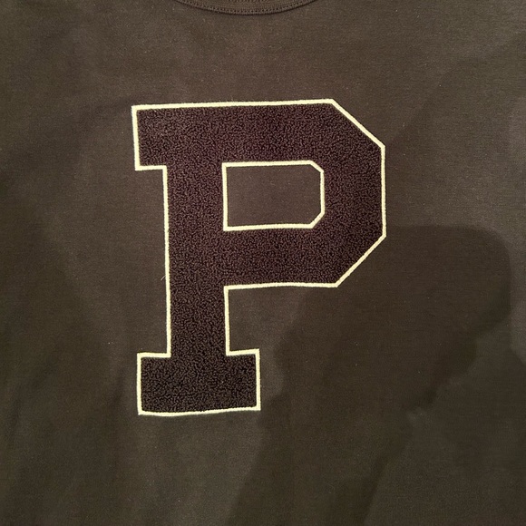 Polo Ralph Lauren Black Chenille P Logo Double-Knit Sweatshirt, Size Large - Picture 2 of 5